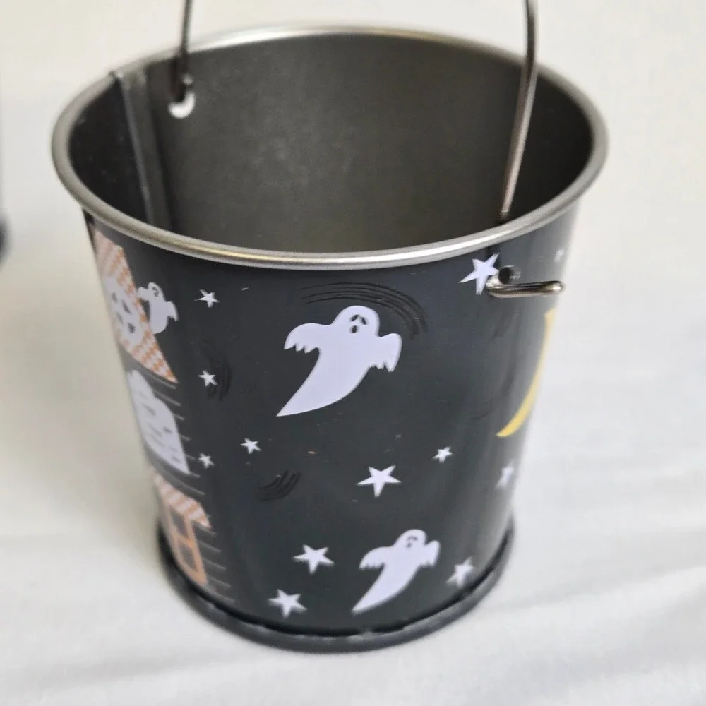 Set of‎ 3 Greenbrier Intl Miniature Halloween Tin Pails Buckets w/ Handles, 2